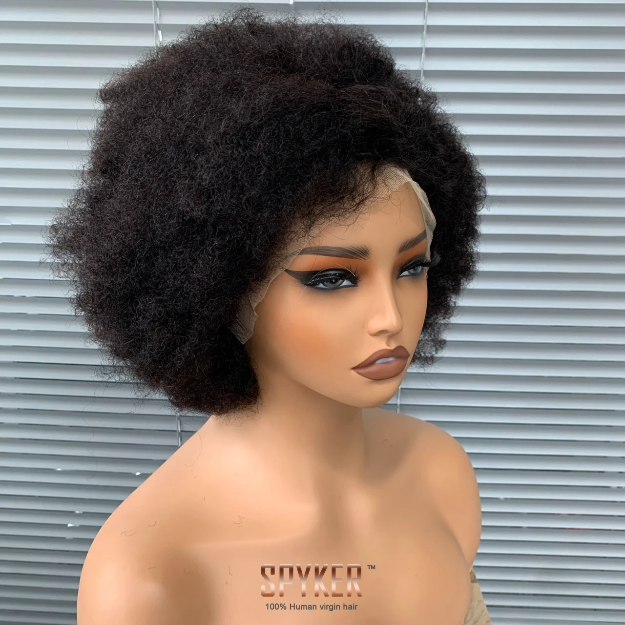 SPYKER HAIR afro curly human hair lace frontal wig 13x4 transparent lace women wigs human hair wigs 100% human hair quality