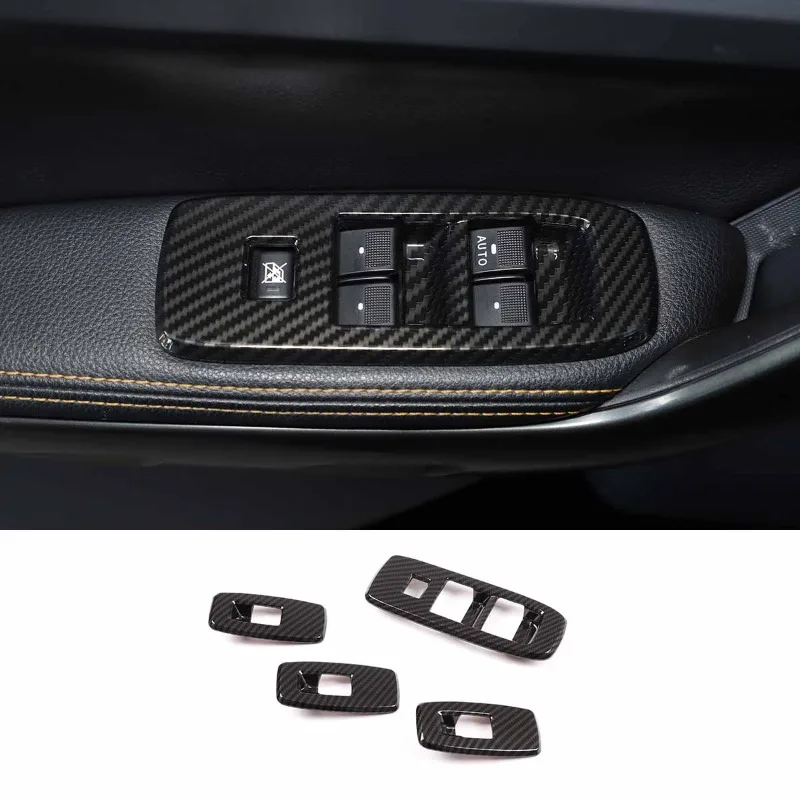 

For Ford Ranger 2015-2021 ABS Carbon Fiber Car Door Armrest Cover Panel Window Glass Lift Switch Button Trim Frame Accessories