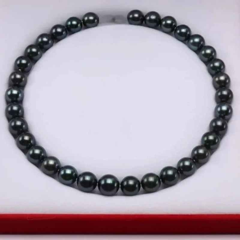 

Natural 12-13mm Black Pearl Necklace, 925 Sterling Silver Clasp, Timeless Bridal Gift, Women's Jewelry