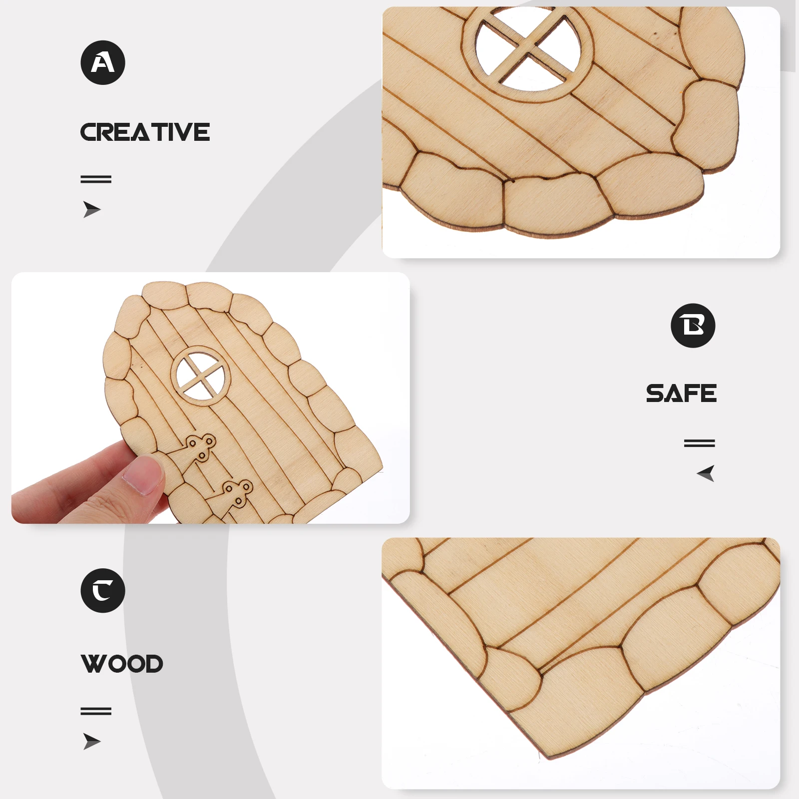 

48Pcs Wooden Fairy Garden Doors DIY Wood Slices Unpainted Fairy House Door Chips for Painting Graffiti Craft Projects and DIY