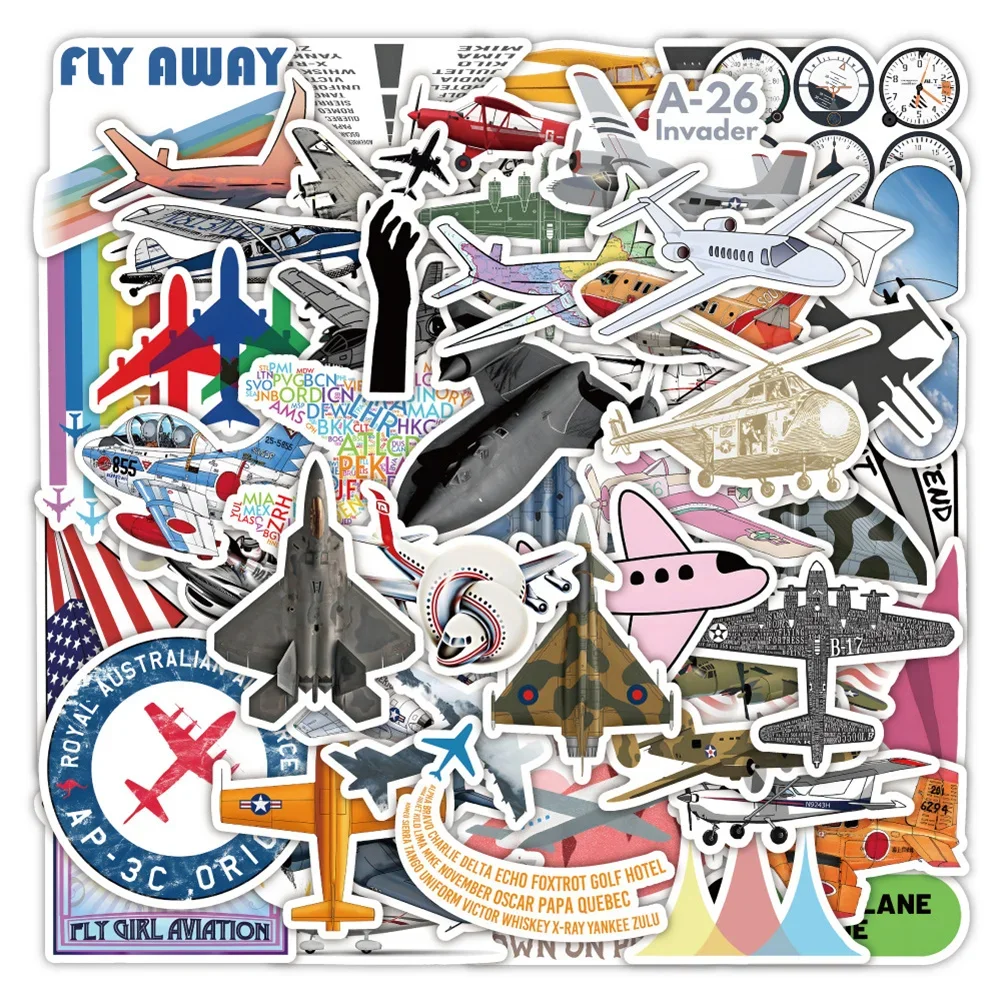 10/30/50PCS New Cartoon Airplane Personality Creative Sticker Guitar Refrigerator Computer MotorcycleWaterproof StickerWholesale