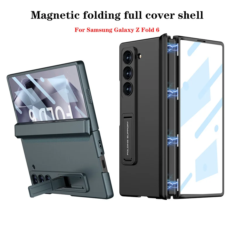 

For Samsung Galaxy Z Fold 3 4 5 5G 360 All Included Magnetic Hinge Case For Samsung Z Fold 6 5G Screen Glass Frame Holder Cover