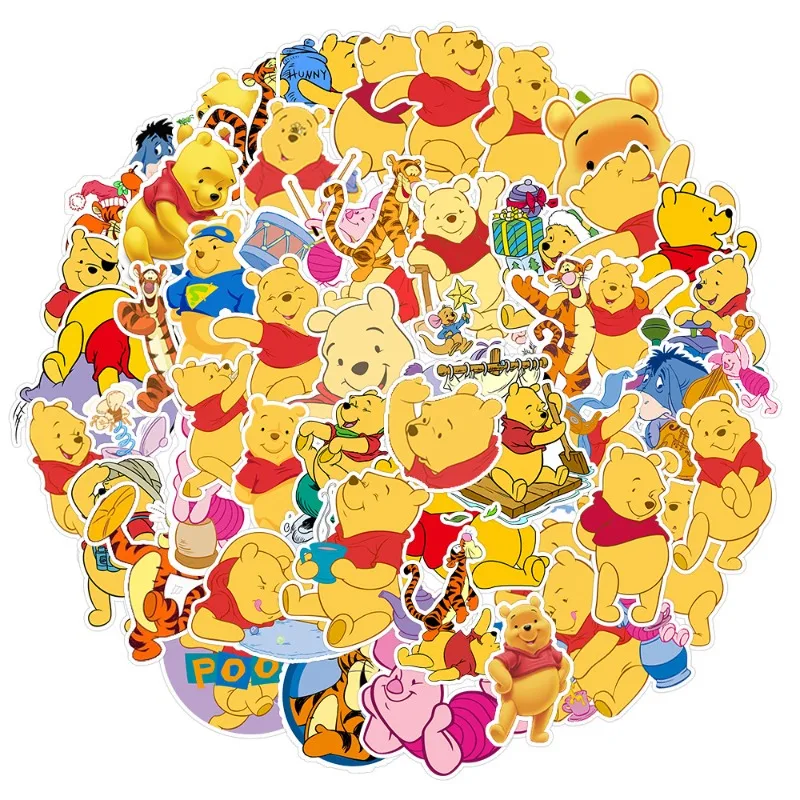 50pcs Winnie The Pooh Cartoon Graffiti Sticker Suitcase Water Cup Stationery Mobile Phone DIY Decorative Waterproof Sticker