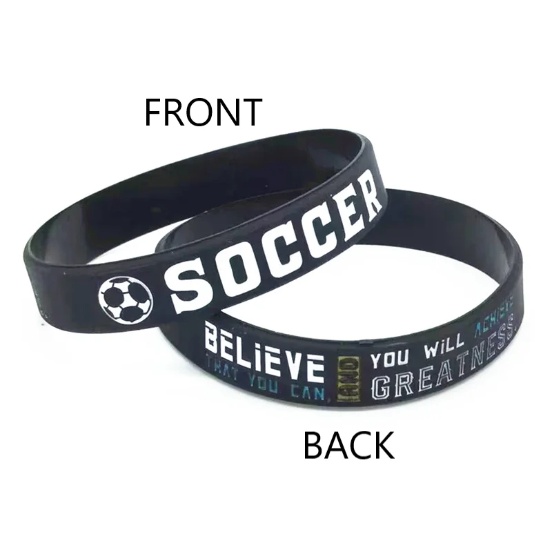 سوار معصم من السيليكون المطاطي ، كرة القدم ، كرة القدم ، صدق أنك تستطيع ، فائز ، لا تنساه أبدًا ، 1 * ، 3 *