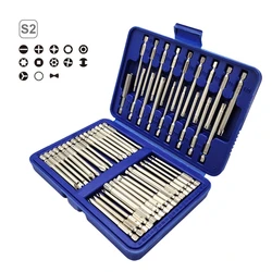 50 Pcs for Extra Long Screwdriver Set Torx Security Long Screwdriver Bits Magnetic Drill Set U-shaped Flat for Repair