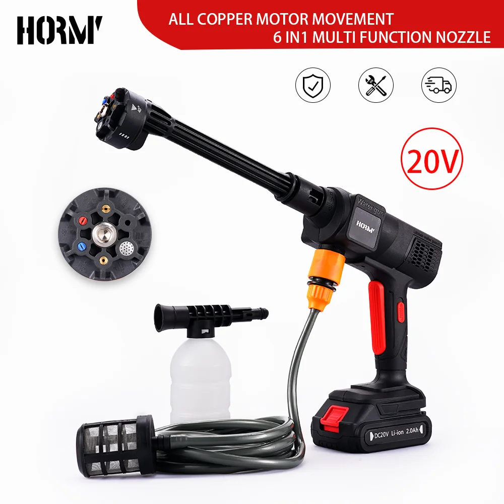 20V Electric Car Washer Gun Wireless High Pressure Cleaner Foam Multi-function Nozzle Protable Car Wash Garden Spray