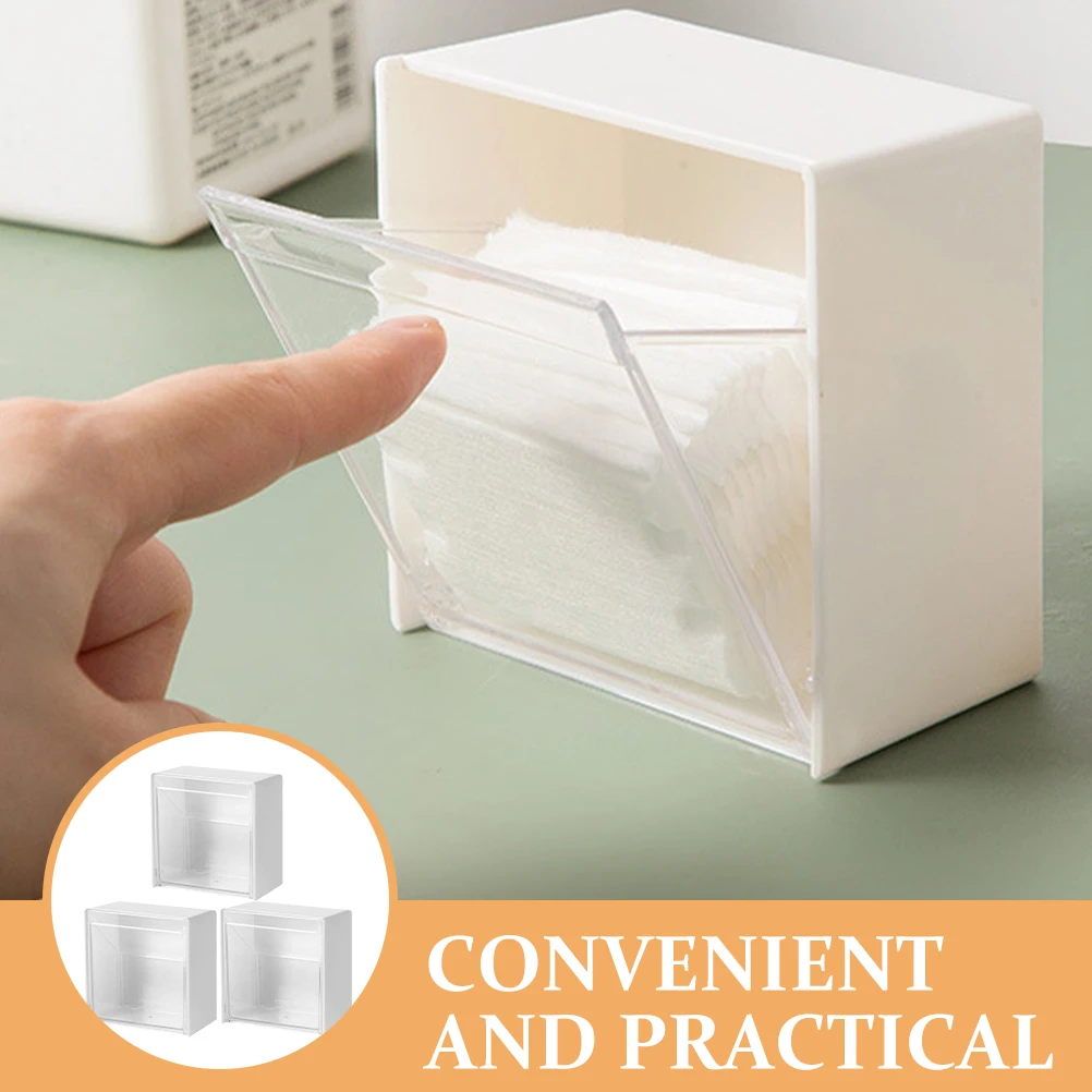 

3pcs Wall Mounted Storage Box Cotton Buds Lipstick Bathroom Organizer White Space Saving Sturdy Material Dust Water Resistant