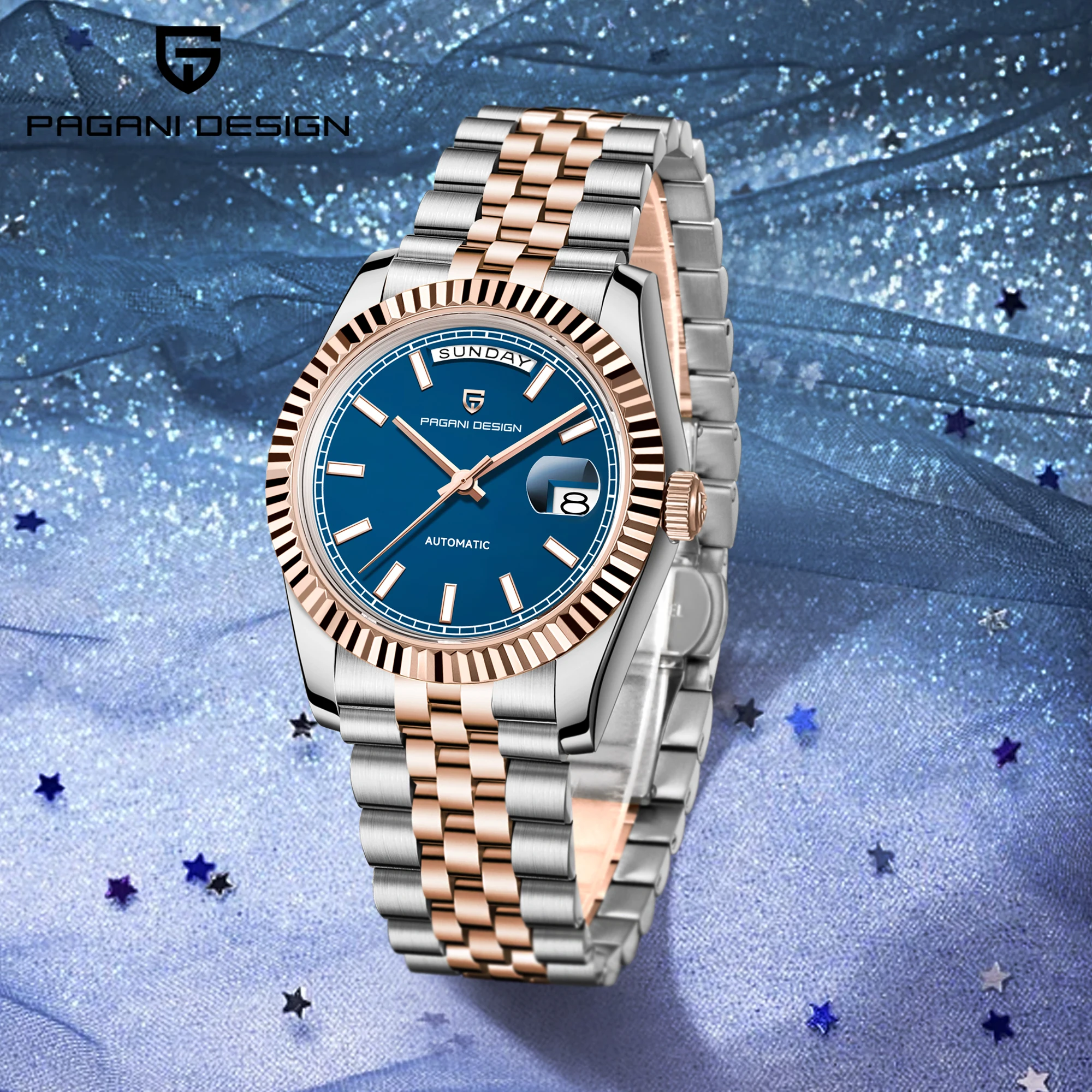 PAGANI DESIGN 2025 جديد DD36 ساعة رجالي فاخرة مضيئة ساعة اليد الميكانيكية التلقائي مقاوم للماء الساعات الياقوت مرآة على مدار الساعة