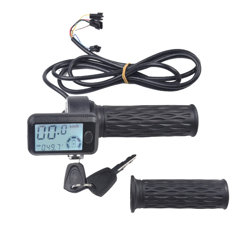 

Speed Control Lever Black Scooter LCD Display Rubber Handle Grips Square LCD Module Easy Handlebar Integration