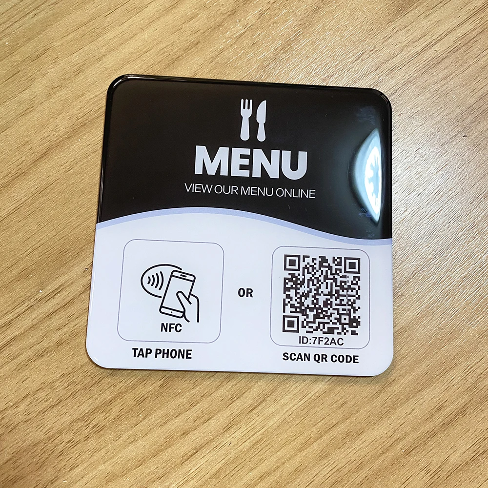 Migliora l'esperienza del tuo cliente con un menu digitale Codice QR Scheda menu da tavolo NFC Tocca per ordinare l'adesivo