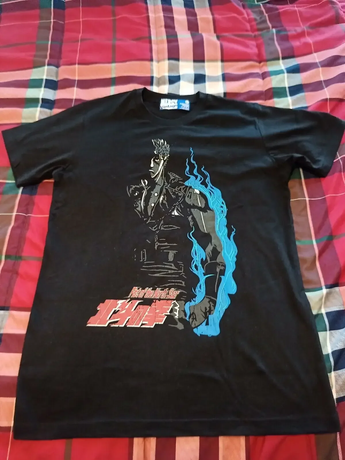 Mens Black Vintage Fist of the North Star Hokuto No Ken Kenshiro t-shirt L RARE