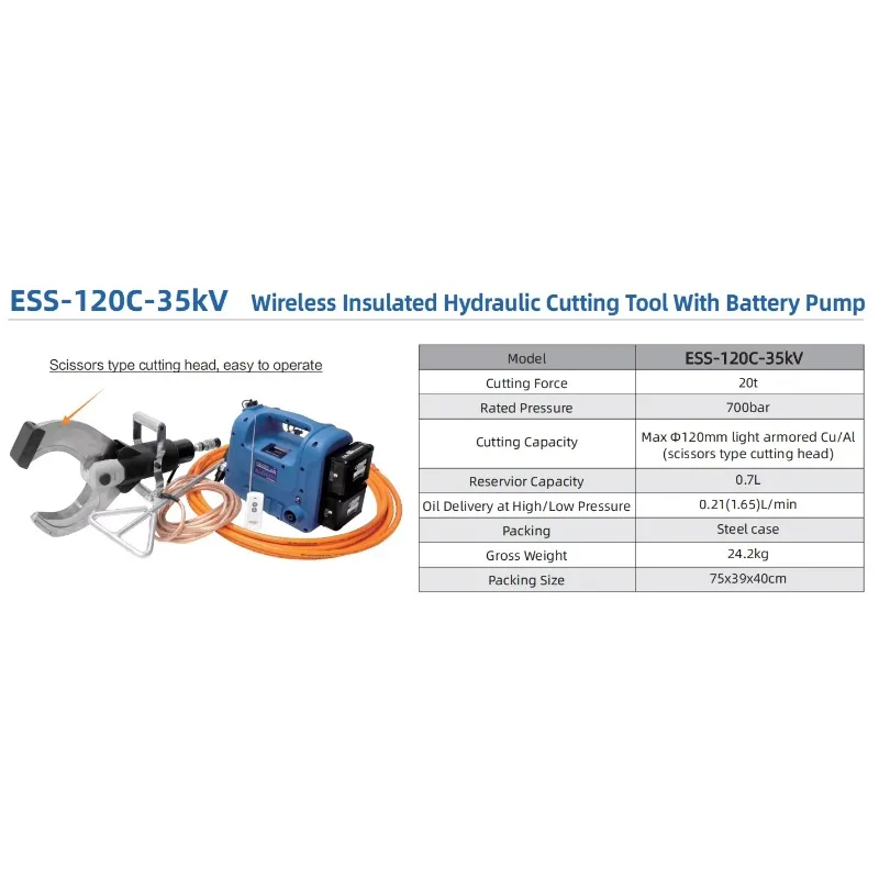 -120C-35KV 40 Minutes Quick Charge Wireless Insulated Hydraulic Cable Cutting Tool