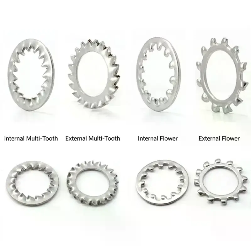 100Pcs M3 M4 M5 M6 M8 M10 M12 M14 M16 Galvanized Carbon Steel Internal Toothed Inner Serrated Lock Washer Shakeproof Gaskets