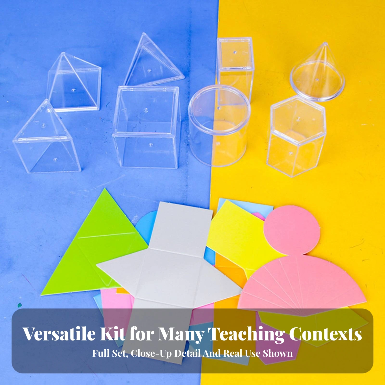 8 Pieces Geometric Solid Teaching Model Hands-on Transparent Geometric Solids Plastic Geometry Demonstration Set STEM Geo Solids