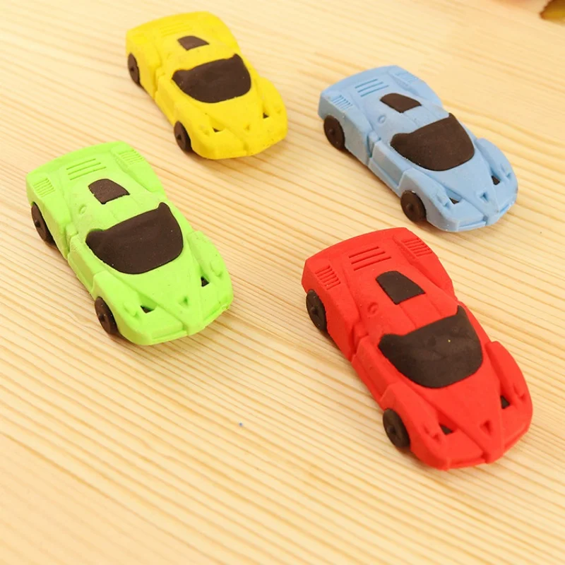 2 Pieces/batch Creative Cartoon Racing Car Student Eraser Cute Student Christmas Prize Gift Reward School Supplies Kawaii Eraser