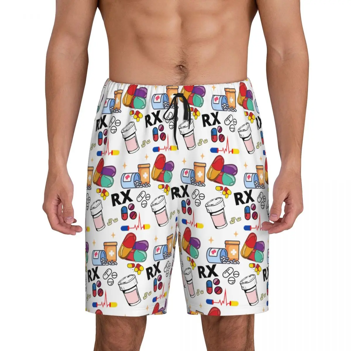 

Мужские короткие пижамные шорты Custom Pharmacy Pattern Pills RX для сна и отдыха