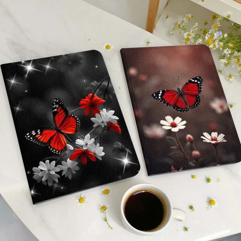 

Red Butterfly Flower Sparkle Gift Tablet Case For Huawei Honor MatePad MediaPad Air 5 6 7 11 V6 V7 V8 V9 X9 X8 T10 T10s C5e T5
