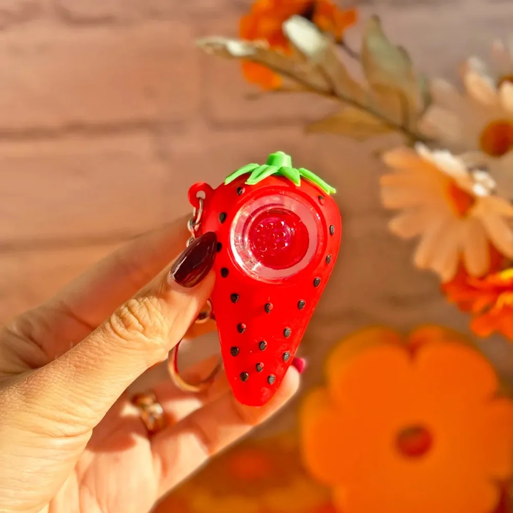 أنبوب سلسلة مفاتيح غير قابل للكسر بالفراولة مقاس 3 بوصات لاستخدام التبغ