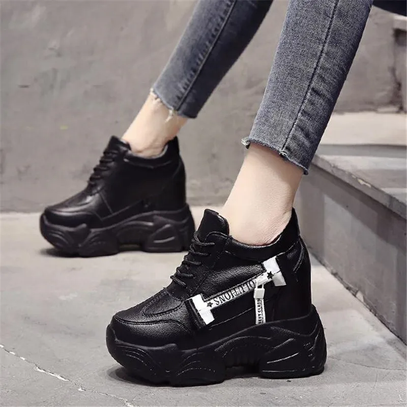 Women\'s Shoes Platform Sneakers New Women Leather Chunky Dad Shoes 12CM Trainers Ladies Sports Vulcanized Shoes Zapatillas Mujer