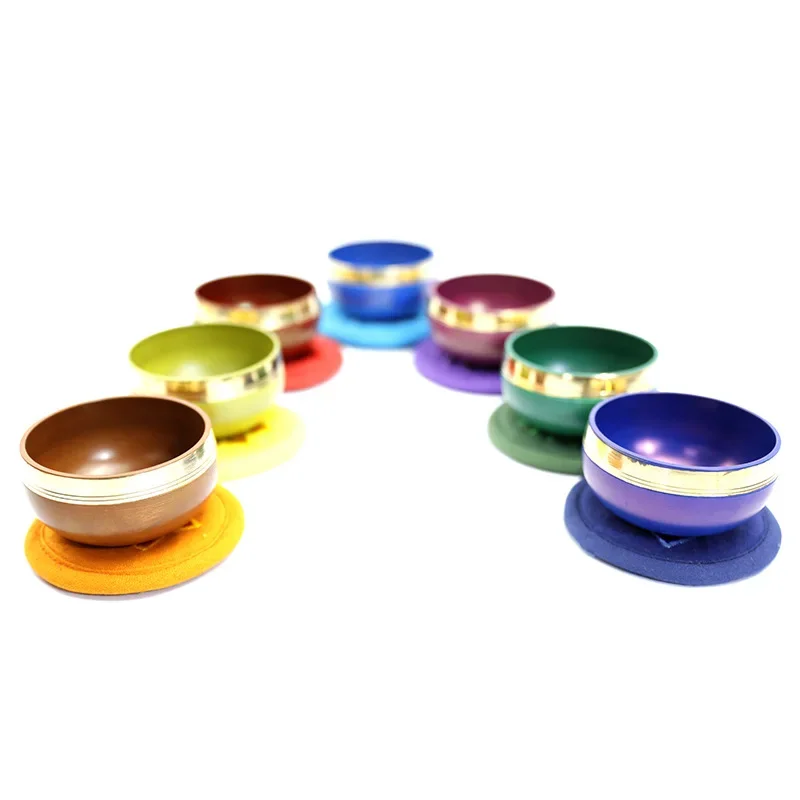 

Nepal Handmade Rainbow Song Bowl Set 8CM Singing Bowl Buddhism Percussion Meditation Music Instruments Multi-color Selection