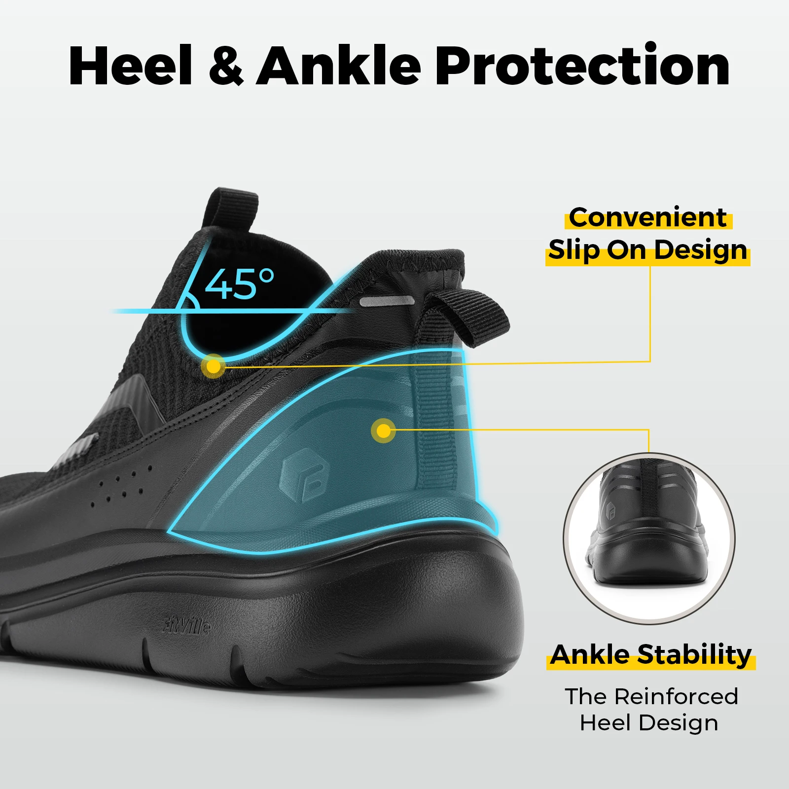 FitVille Men's Sports Sneakers Extra Wide Toe Walking Shoes for Men Breathable Original Running Shoes Arch Support Cushioning