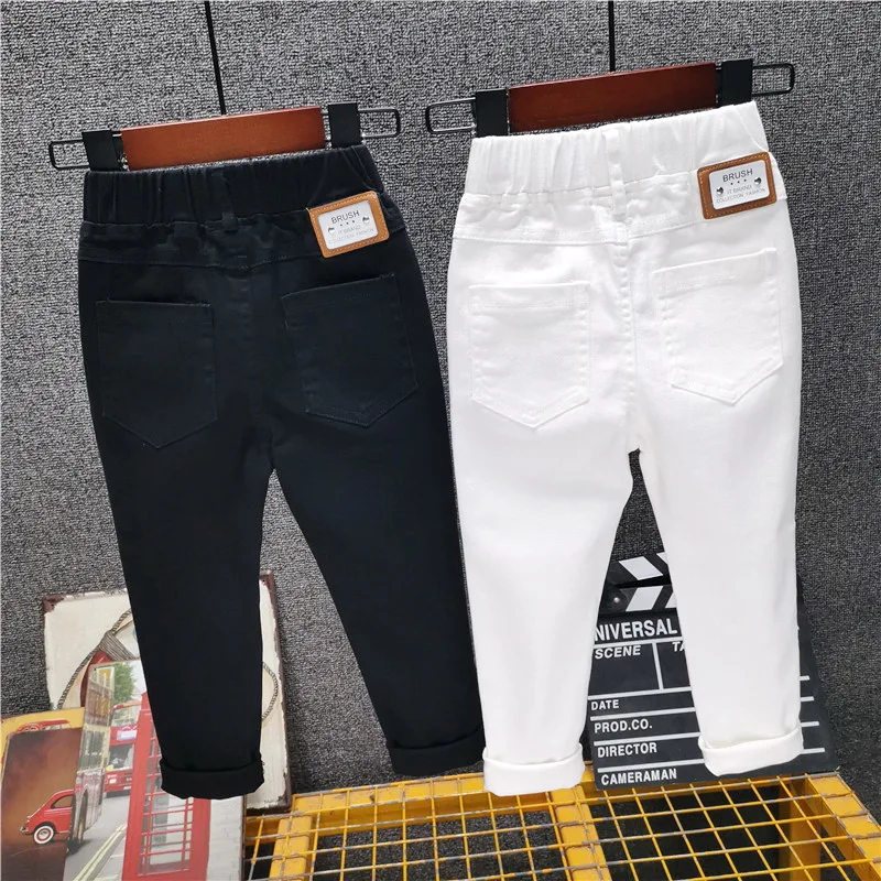 Spring Autumn Boys Casual Pants 2-8Years Old Children Pants Casual Girls Solid Color Trousers White/black Fashion Straight Pants