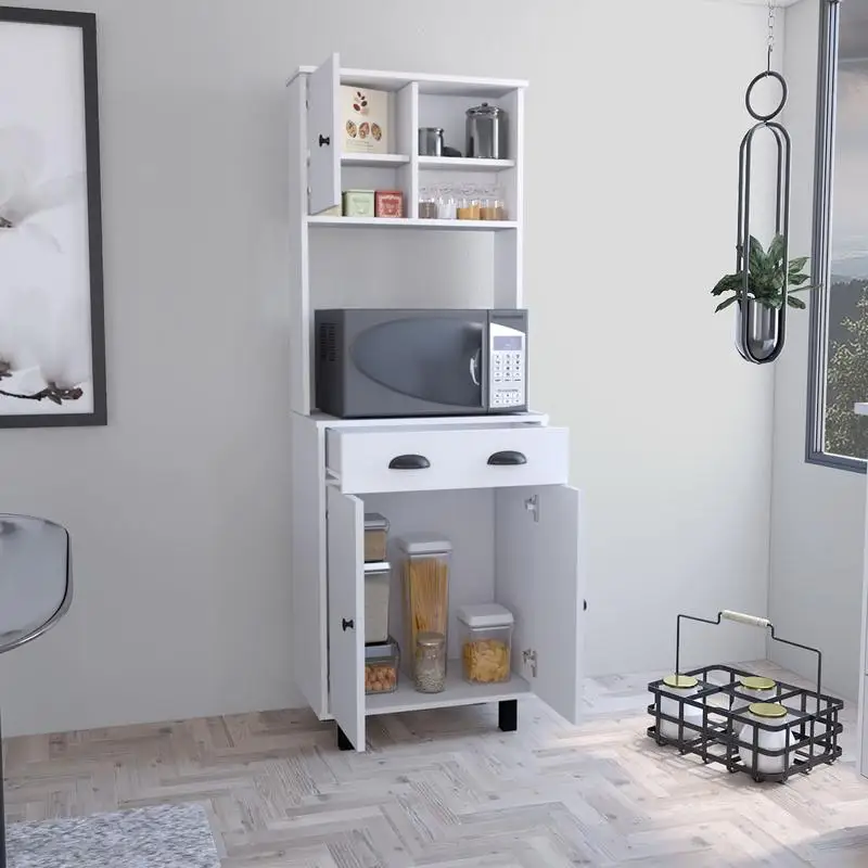 مخزن المطبخ مع خزائن ورفين ودرج للتخزين والتنظيم #4