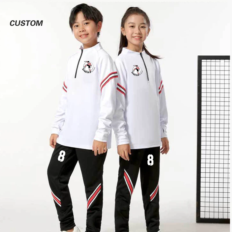 Custom Men soft Jacket sports set suit shirt DIY logo football Training Clothes kids Sportswear Tops and trouser customazition