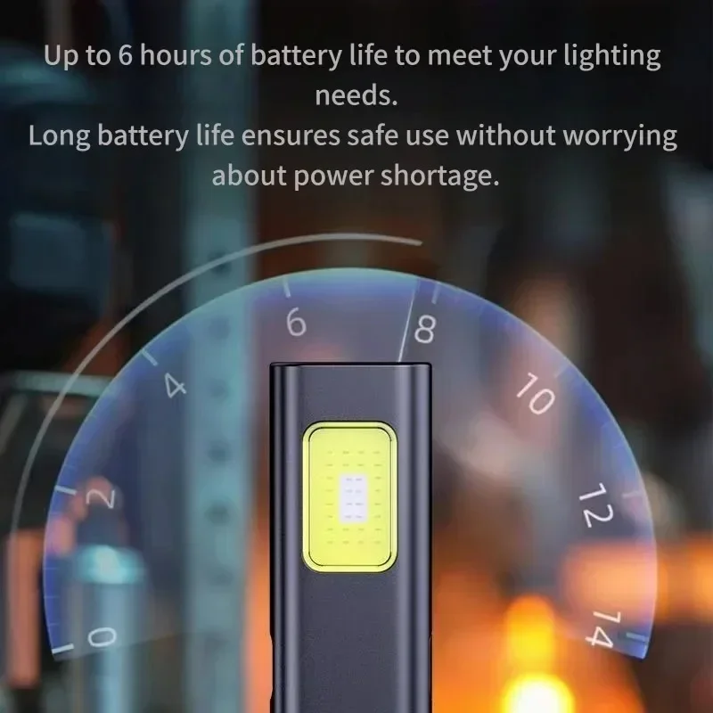 1-10pcs Portable EDC Flashlight Rechargeable Torch Charge Magnetic Attraction Warning Strobe 5 Light Modes Pocket Flash Light view 4