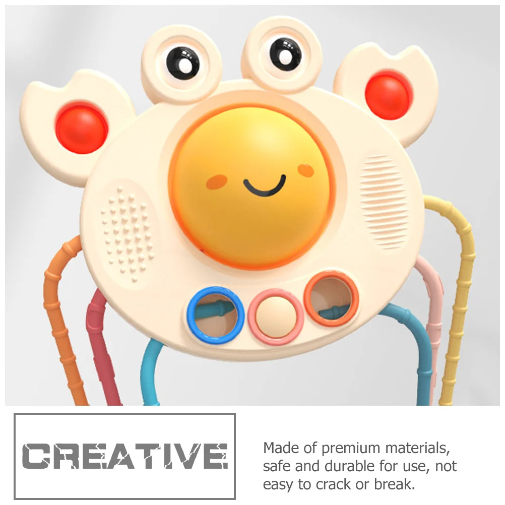 Crab Pull String Interactive Silicone Baby Sensory Teething Educational Pull String Early Learning Gift Toddler Toys