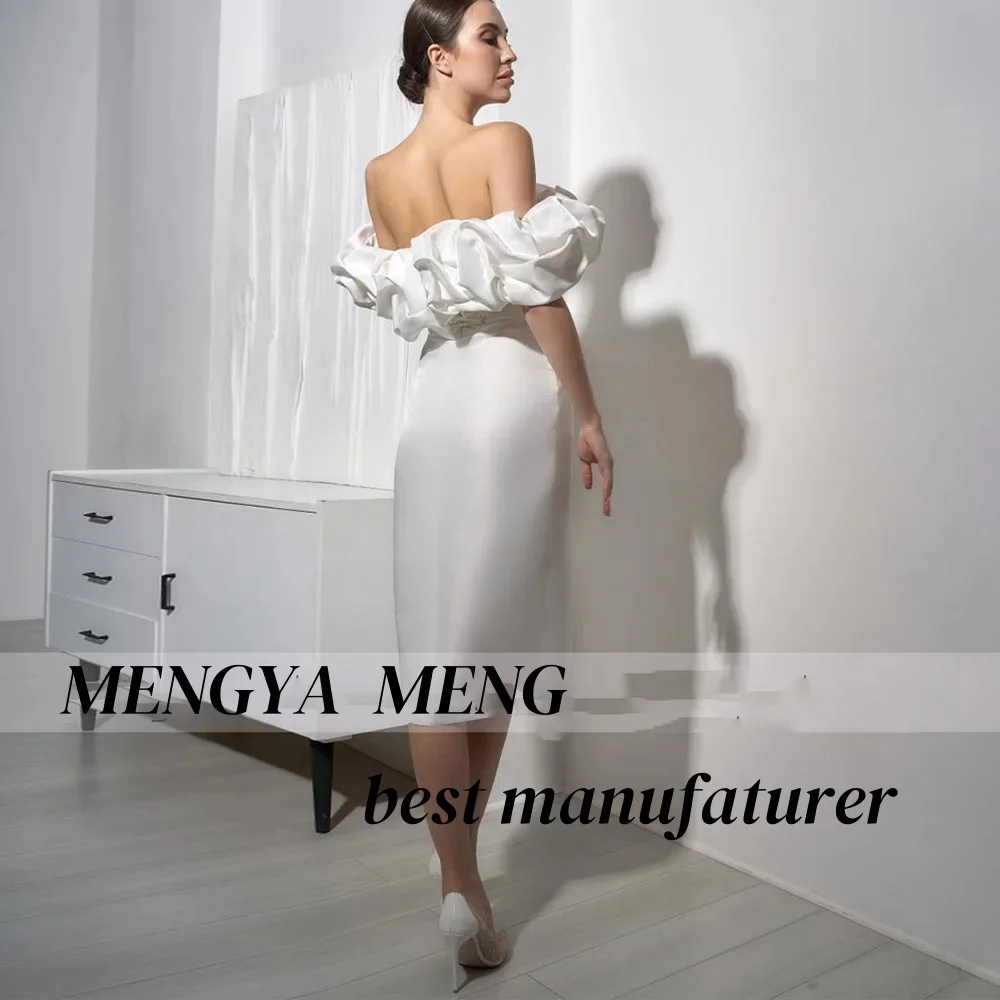 ZHUISHU Elegant Knee-length white Wedding Dress Women Open Back Side Split Pleat Sexy Bridal Gown Vestidos De Novia Customized