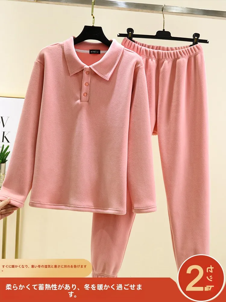 

Thiened Fce Spwear Set, женские зимние длинные брюки све, домашняя одежда, комплект из двух предметов, теплая уютная ночная рубашка, наряд