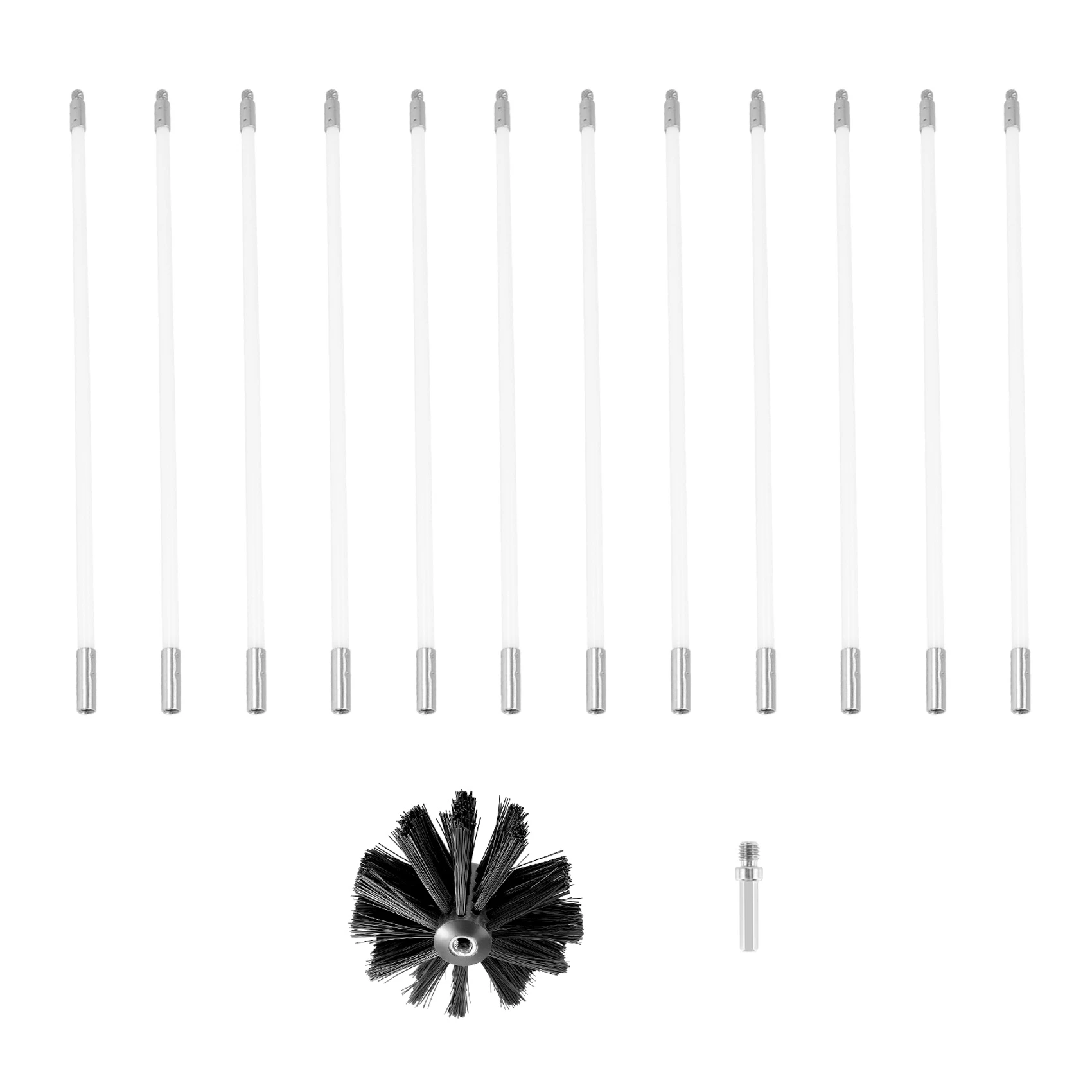 14 stuks schoorsteenreiniger borstel schoon roterend sweepsysteem open haard kit staaf gereedschapsset thuis keuken reinigingsborstel