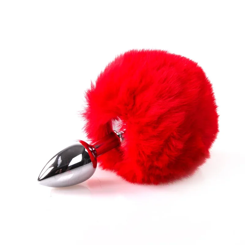 BDSM Metal Anal Plug with Rabbit Tail Bunny Tail Pet Role Play Adult Sex Toy for Women Men Couples Fetish Gear Accessories view 3