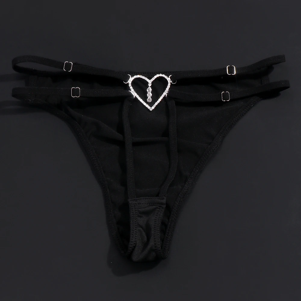 Heart Thong Swimsuit Panty Woman Bikini G String Rhinestone Night Erotic Fahion New Party Gifts Sexy Panties Female Body Outfits image 2