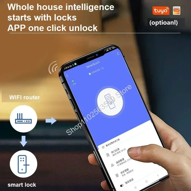 Smart Electronic Lock Tuya WIFI Door Lock Fingerprint Password IC Card NFC APP Key Remote Unlock TTlcok Work with Google Alexa