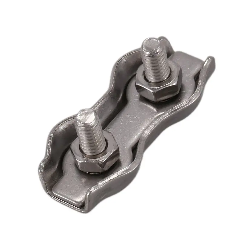 DT17 30 Pcs 3mm Stainless Steel Wire Cable Rope Clips Duplex Clamps Grips for Cable Rope