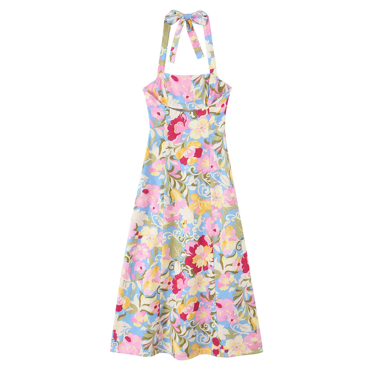 Beach Vacation Sexy Chic Women's Dress Printed Suspender Backless Zipper Maxi Dress Fashion Summer Bohemian Party Women's Dress