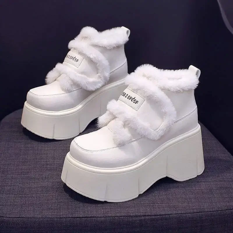 صوف مبطن أفخم المرأة أحذية الثلوج الخريف الشتاء نمط جديد زيادة سميكة القاع منصة الأحذية القطنية النمط الكوري #5