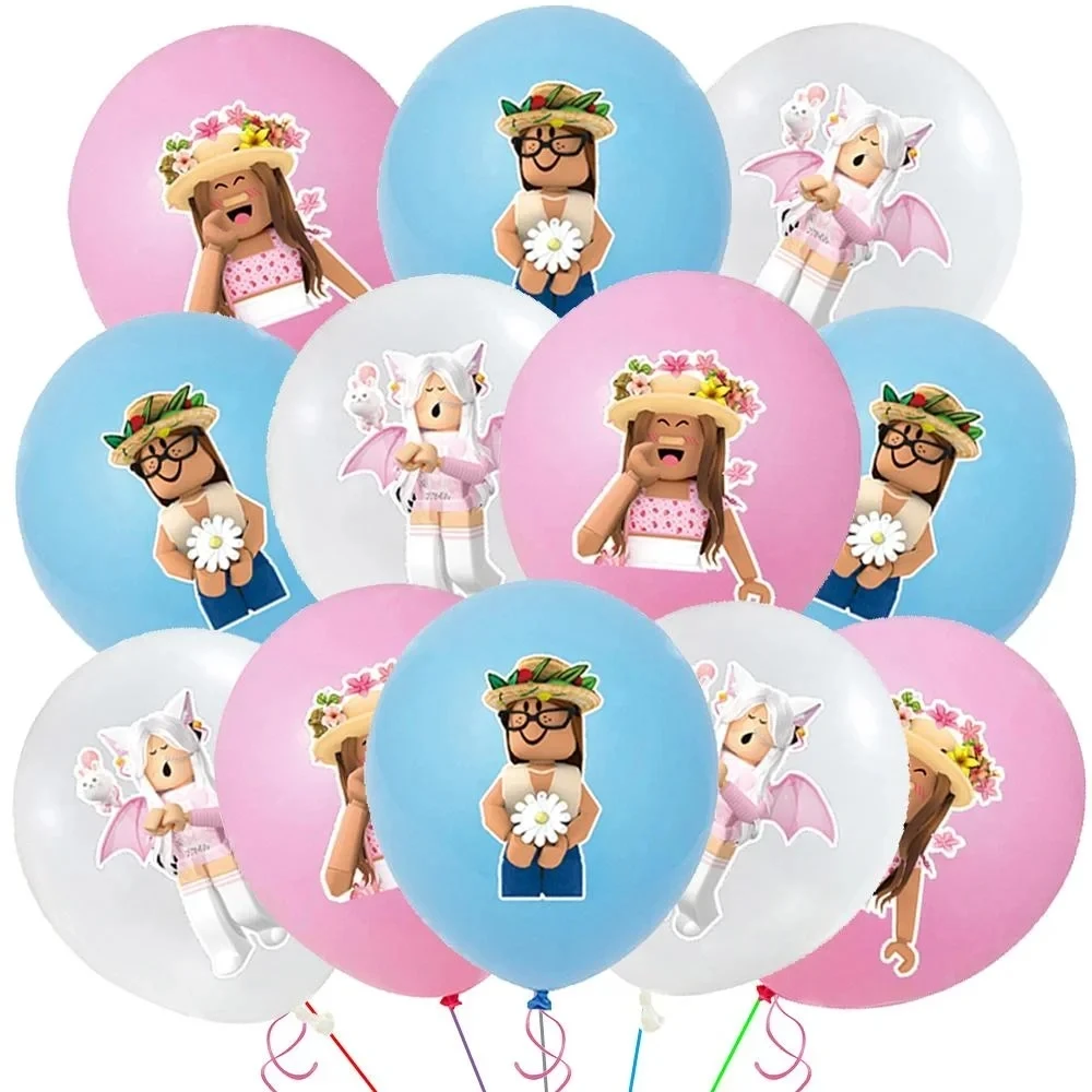 Roblox Birthday Children Decoration Pink Girl Balloons Tableware bag Paper Plate Cup Straw Party Supplies Robot Game Baby Shower