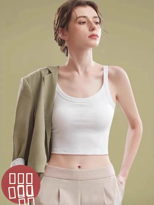 

Женская майка-топ VV с тонкими бретелями, со встроенным бюстгальтером, из смесового хлопка, с U-образным вырезом, для повседневной носки, базовый слой, лето 2025