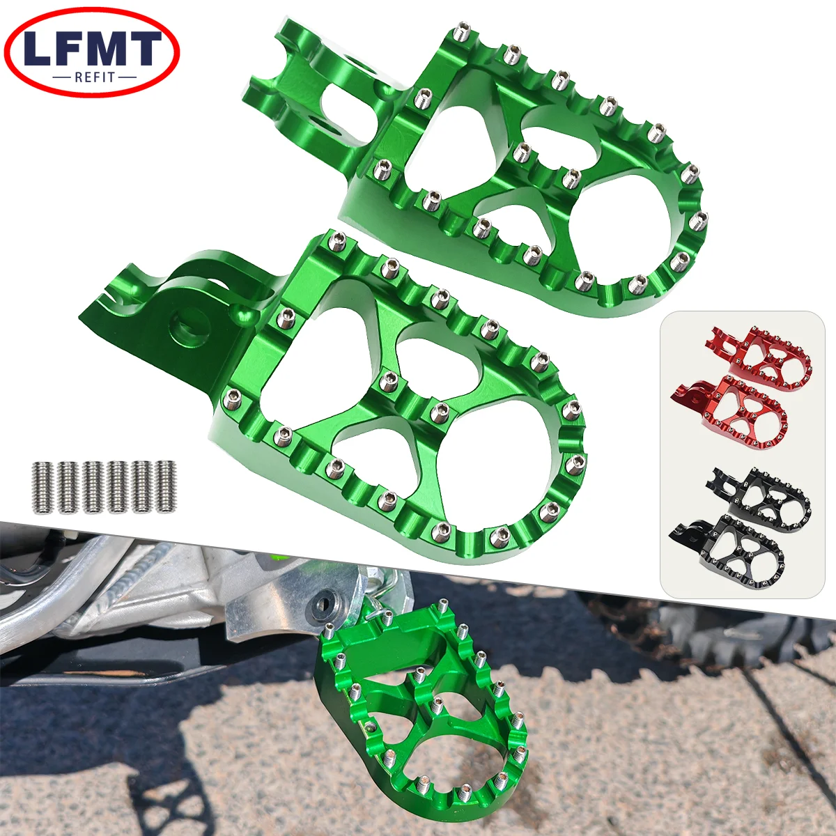 Für Kawasaki KX KLX 250 450 250F 450F KX250 KX450 KX250F KX450F 250X 450X KLX450R Motorrad CNC Fußrasten ruht Pedale Fußrasten