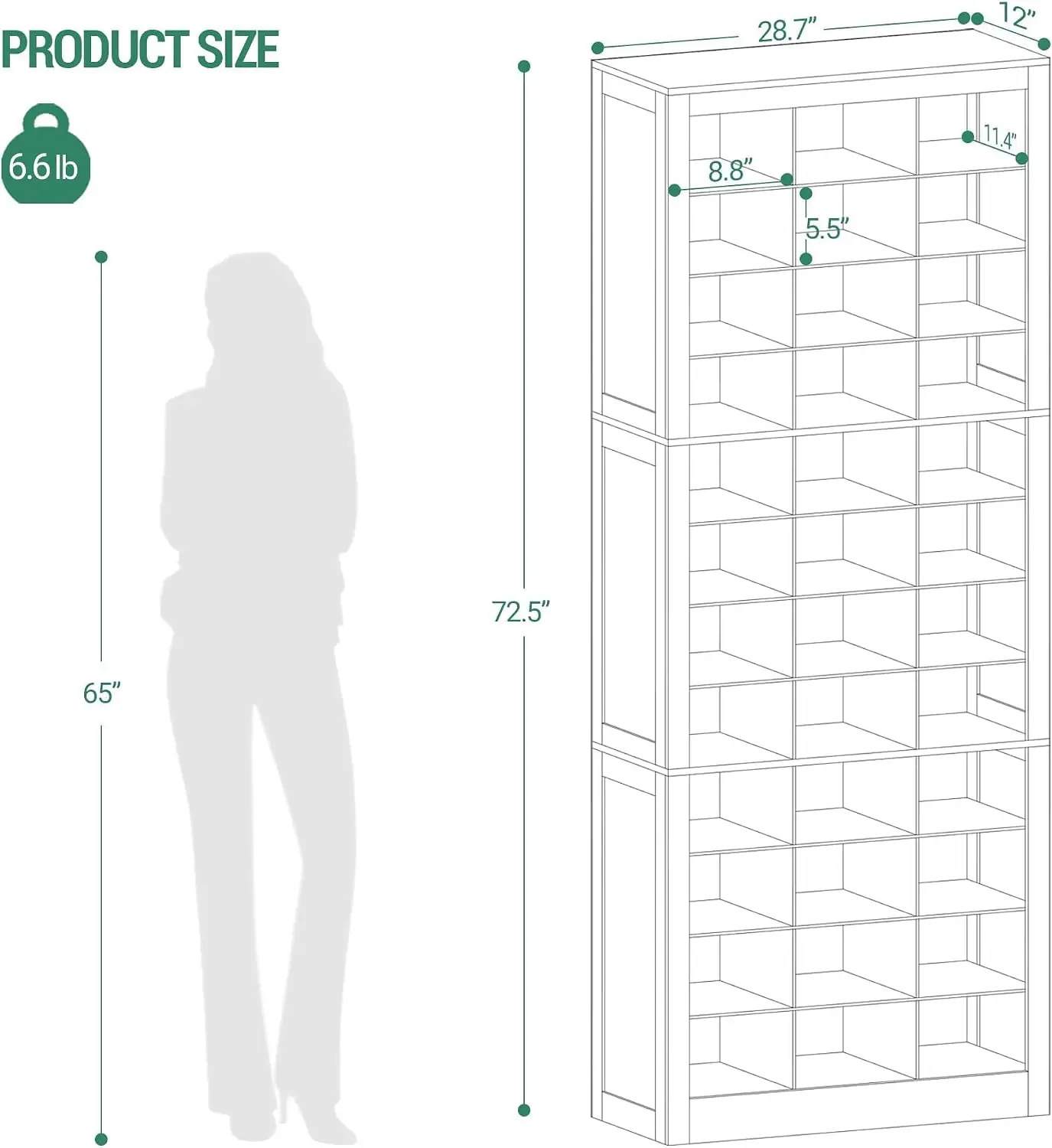 Freestanding Shoe Storage Organizer Cabinet for Closets, Holds 36 Pairs