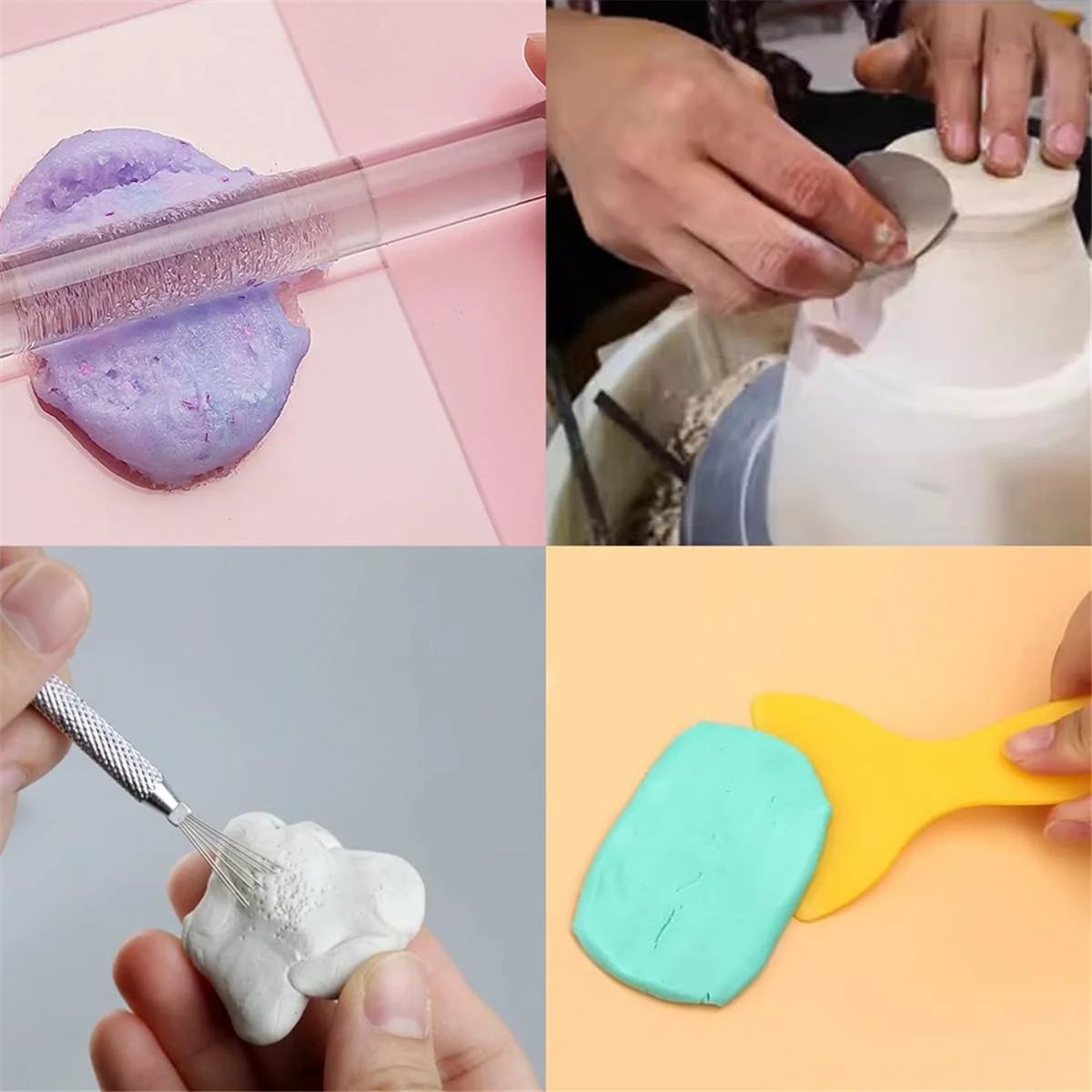 A79G 8Pcs Polymer Clay Cutter Tools, Acrylic Roller Clay Rolling Pin, Clear Rectangle Shape Sheet Backing Board, Jewelry