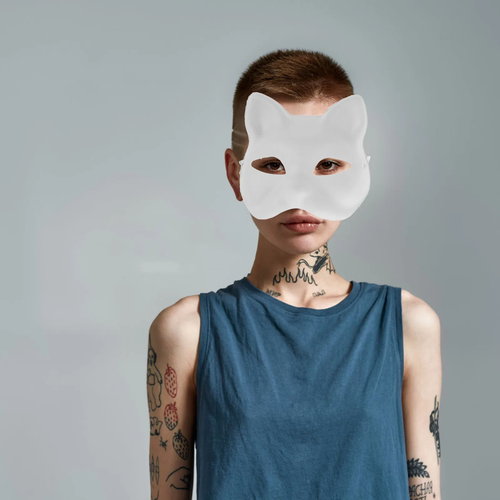 

10pcs Cat Mask Diy White Plastic Unpainted Fox Wolf Animal Blank Masks Hand Painted Plain Cosplay Costume Party Halloween