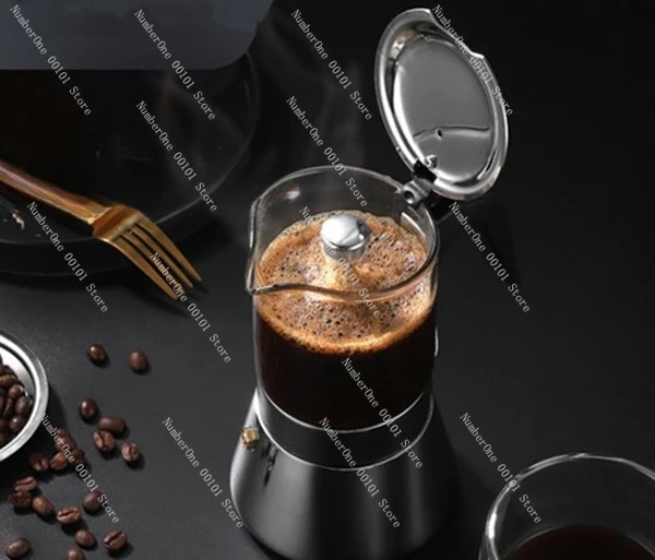 Just arrived 200ml double valve stainless steel glass coffee hand brewed Italian mocha pot open flame outdoor portable