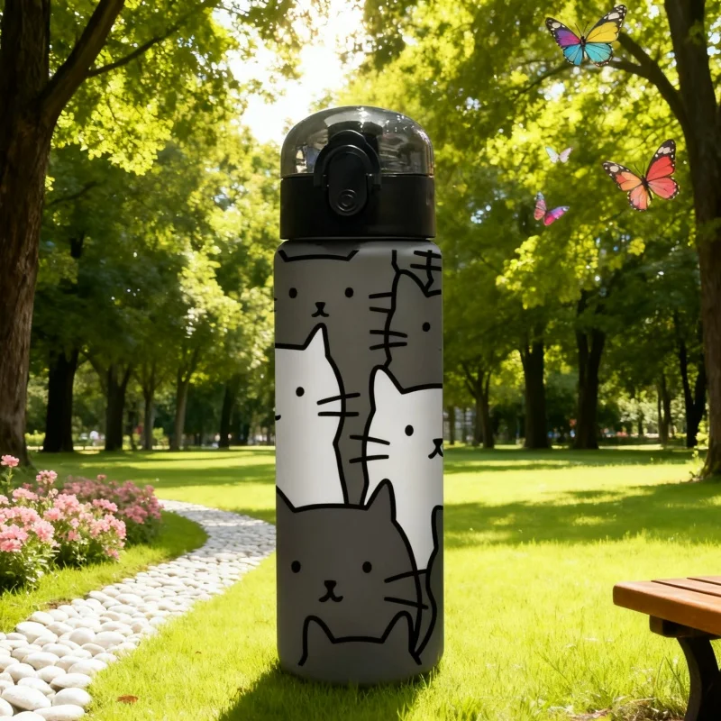 3D Printed Cartoon Cat 780ML Water Bottle – Durable, PVC-Free & Leak-Proof (Matte Finish + Carry Loop) for Holidays image 6