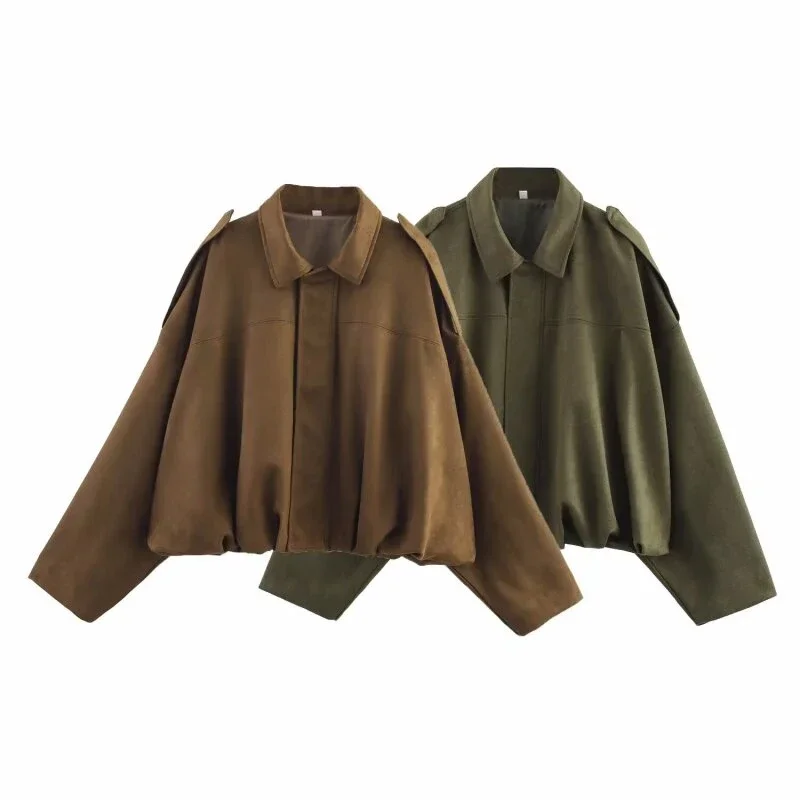 

Women Turn-down Collar Jacket Warm Suede Texture Female Outwear Fashion Tops Coat Two Color Streetwear