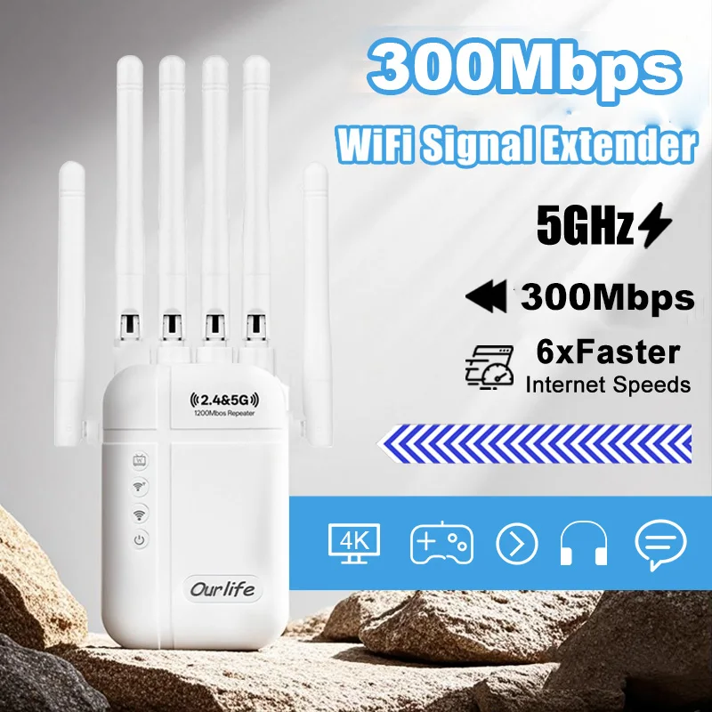 

300Mbps Single Frequency WiFi Repeater Wireless Amplifier 2.4GHz Network For Home Office Wi-Fi Booster Wireless Repeater