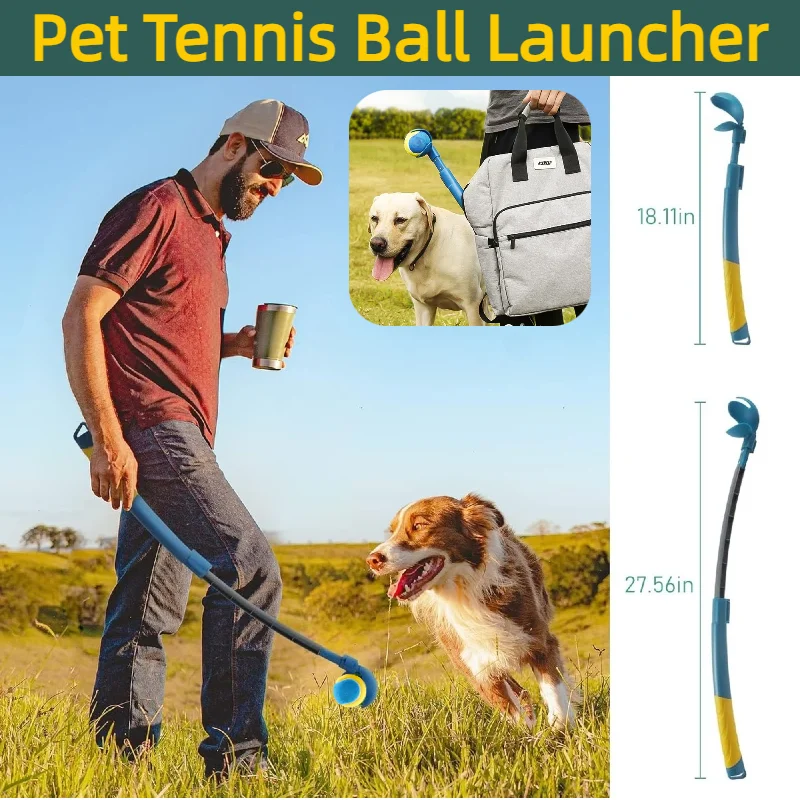 

Outdoor Camping Essential Portable Adjustable Tennis Ball Launcher for Dogs - Ergonomic Pet Training Stick Safe Rubber Handle